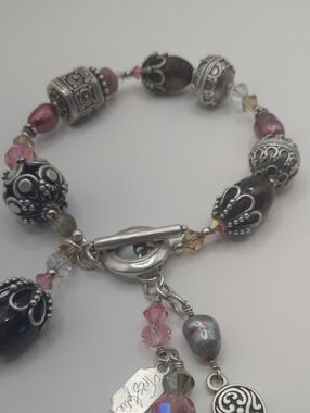 Tres Jolie Charm Bracelet with Pink and Brown Accents